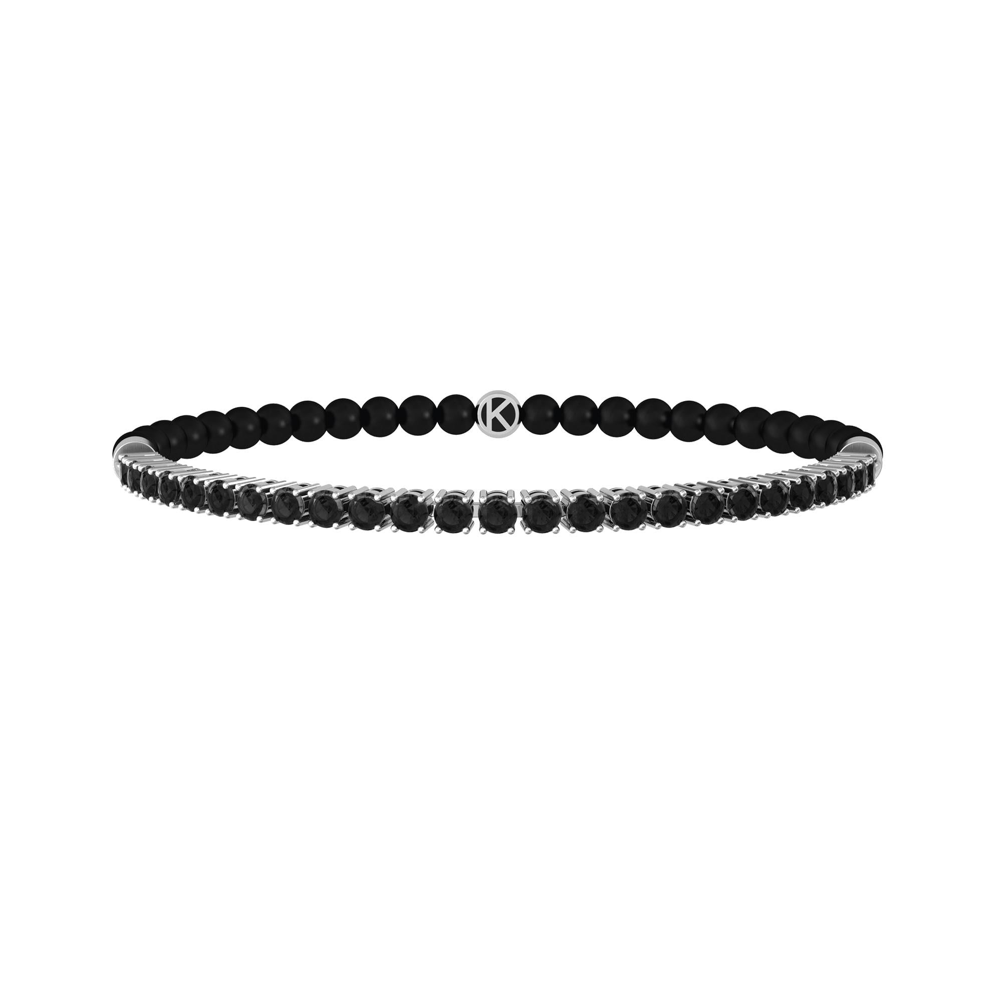 Bracciale Kidult elastico uomo con agata nera