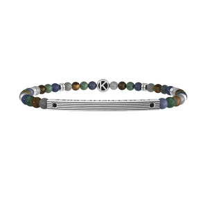 Bracciale Kidult uomo con pietre colorate e piastra rettangolare