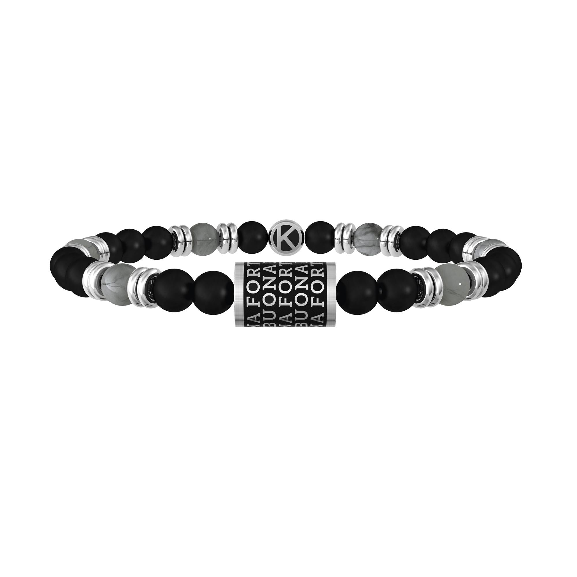 Bracciale Kidult uomo buona fortuna con charm e agata nera