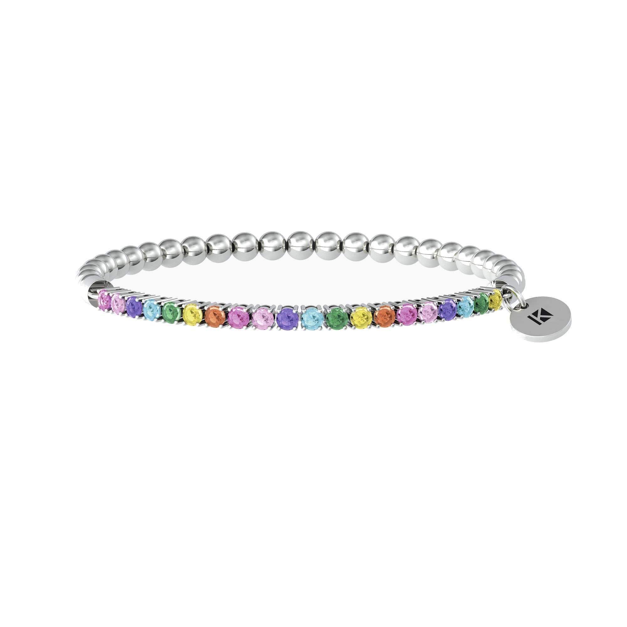 Bracciale Kidult elastico con sfere lucide e zirconi multicolor
Bracciale dei desideri