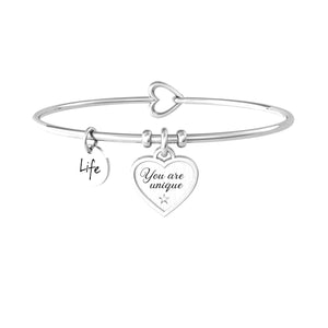 Bracciale Kidult rigido con ciondolo cuore e frase