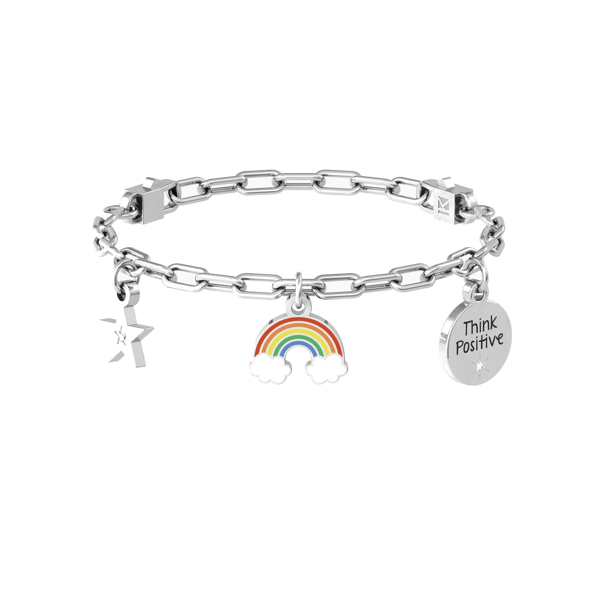 Bracciale Kidult regolabile con ciondoli arcobaleno e stella