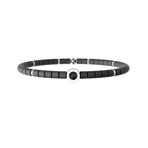 Bracciale Kidult elastico uomo con ematite grigia e cristalli