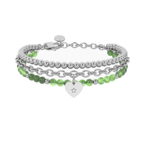 Bracciale giada verde con cuore