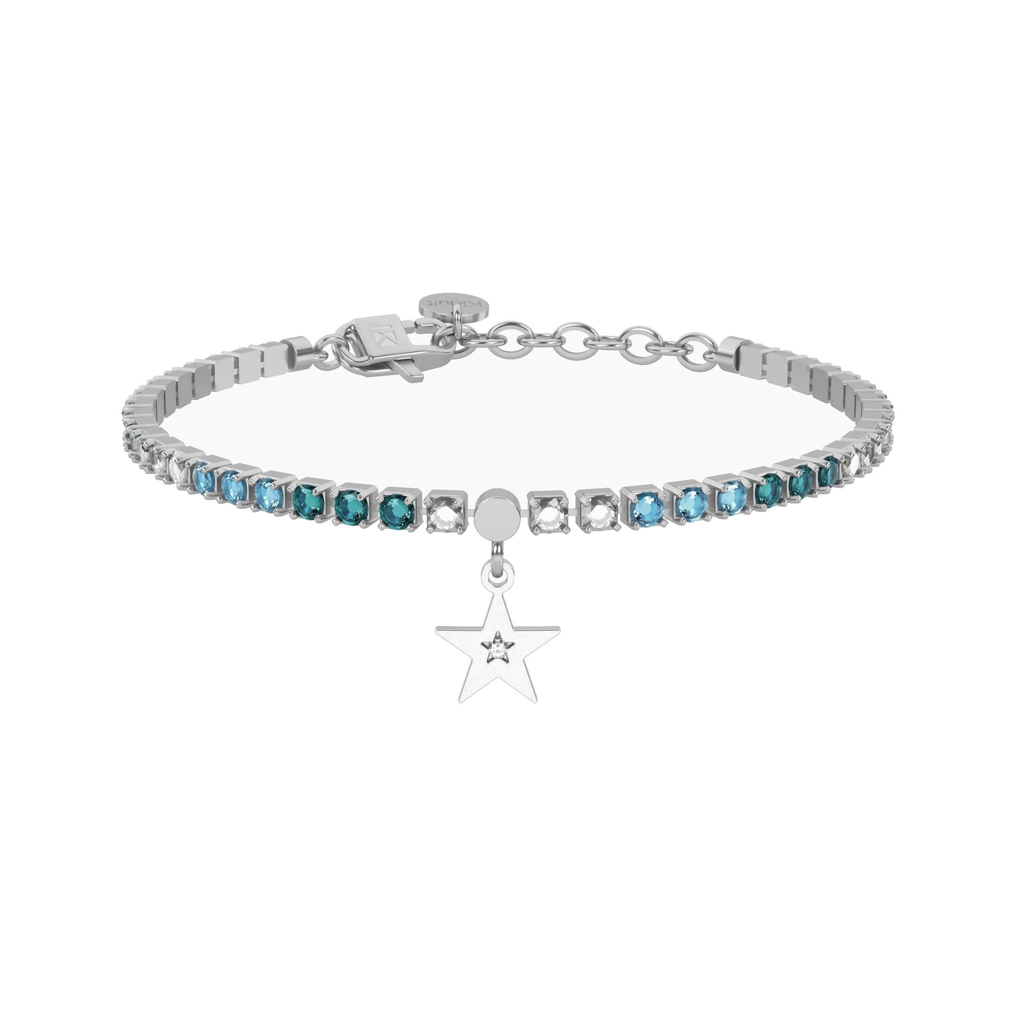 Bracciale tennis azzurro con stella