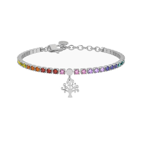 Bracciale tennis multicolor con albero della vita