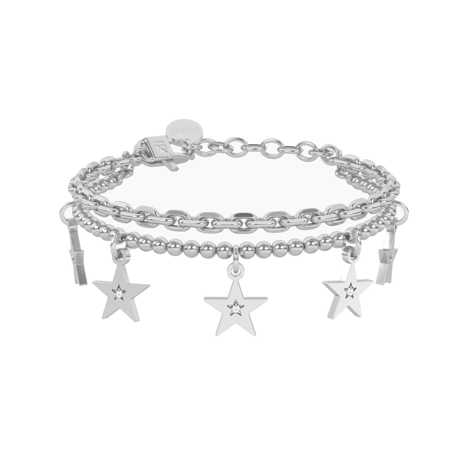 Bracciale catena forzatina e sfere con stella