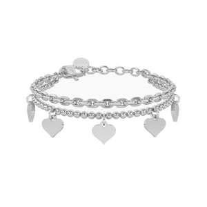 Bracciale catena forzatina e sfere con cuore