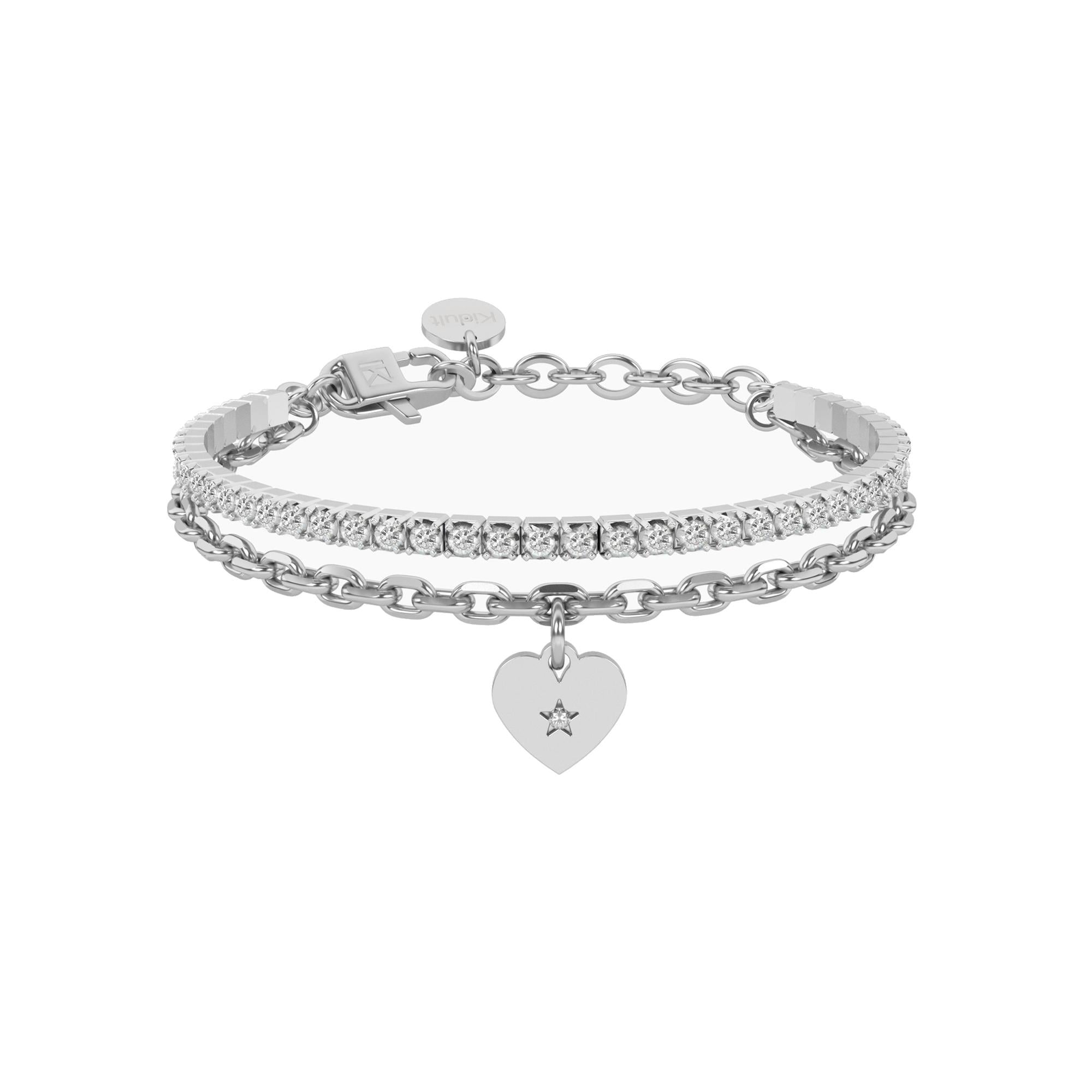 Bracciale tennis e catena forzatina con cuore