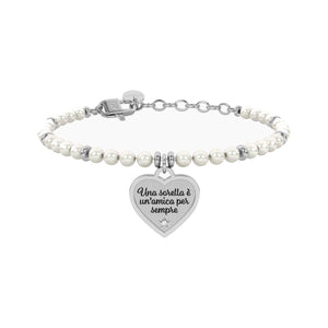 Bracciale perle con ciondolo cuore per sorella