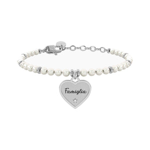 Bracciale perle con ciondolo cuore per famiglia