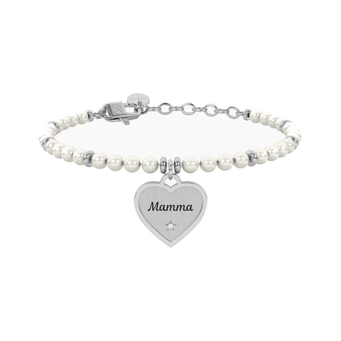 Bracciale perle con ciondolo cuore per mamma