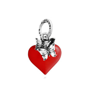 Charm cuore farfalle rosso