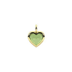 Ciondolo cuore dorato in glass verde