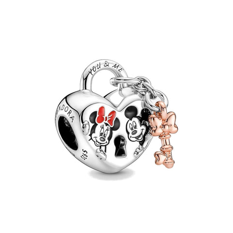 Disney, charm Lucchetto d'Amore Mickey Mouse & Minnie Pandora