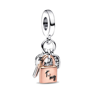 Charm Pandora Pendente Chiave, Lucchetto e Cuore