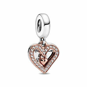 Charm pendente con cuore scintillante