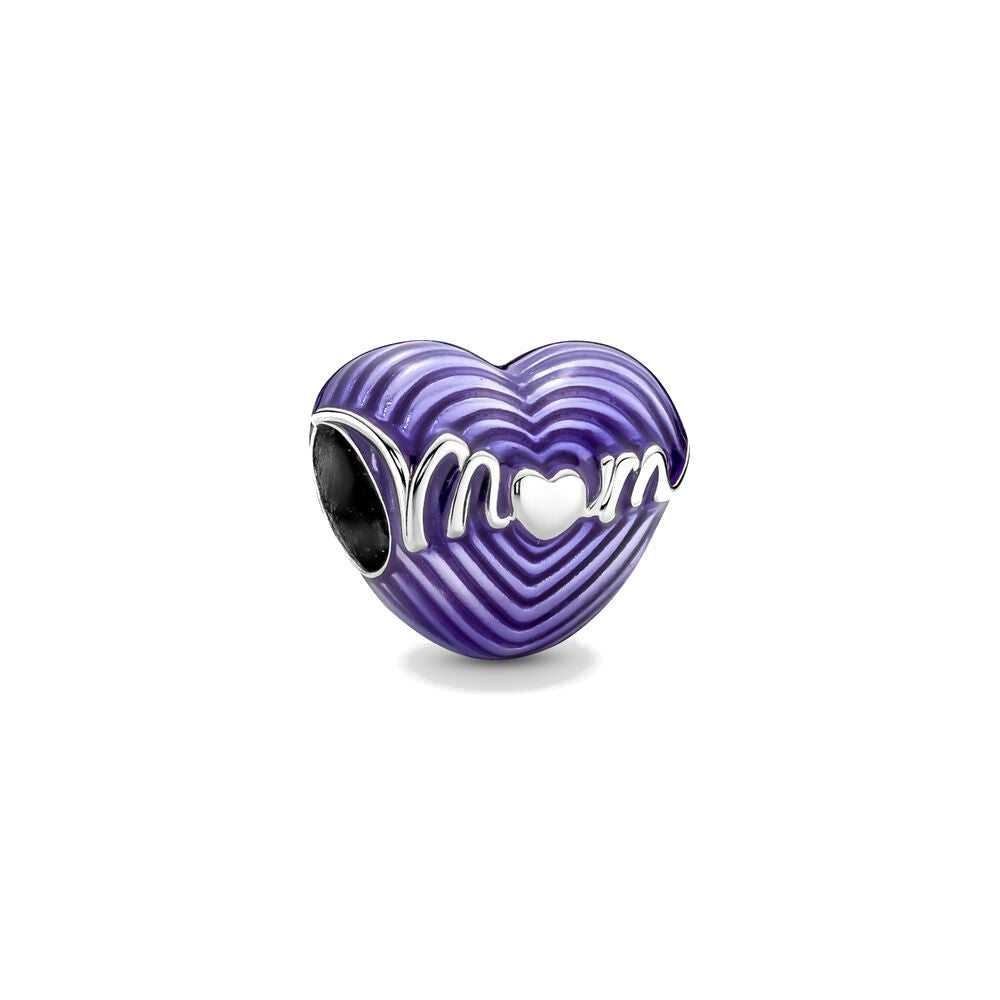 Charm Pandora Batticuore Viola "Mom"