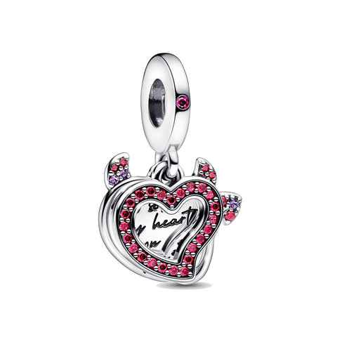 Charm Pandora Pendente Doppio Cuore "Heart on fire''