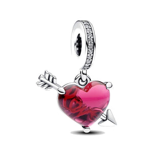 Charm Pendente Cuore con Freccia Vetro di Murano Pandora