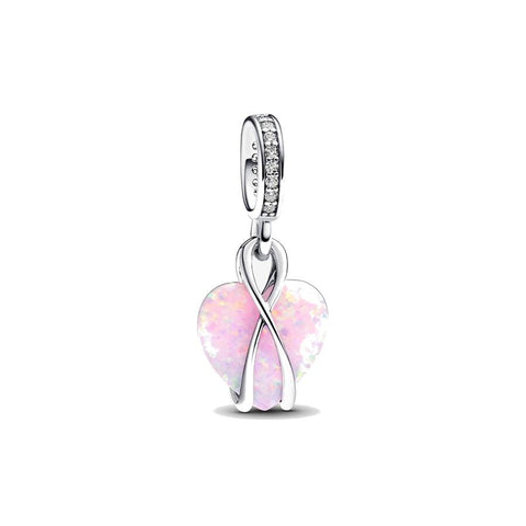 Charm Pendente Cuore di Mamma Rosa Opalescente