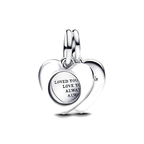 Charm Pendente Cuore con Lente di Ingrandimento da incidere