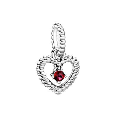 Charm Pandora pendente a cuore rosso fuoco decorato con sfere Purely Pandora