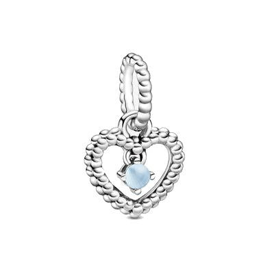 Charm Pandora pendente a cuore azzurro cielo decorato con sfere Purely Pandora