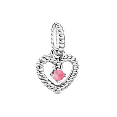 Charm Pandora pendente a cuore petalo rosa decorato con sfere Purely Pandora