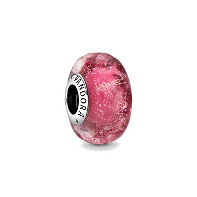 Charm Pandora in vetro di Murano rosa con onde