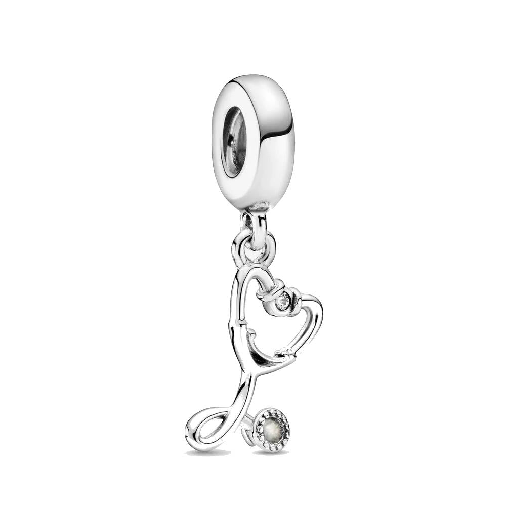 Charm Pandora pendente con cuore Stetoscopio