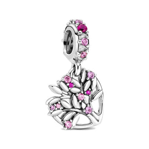 Charm Pandora pendente a cuore rosa Albero della famiglia