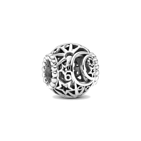 Charm Pandora openwork Sole, stelle e luna