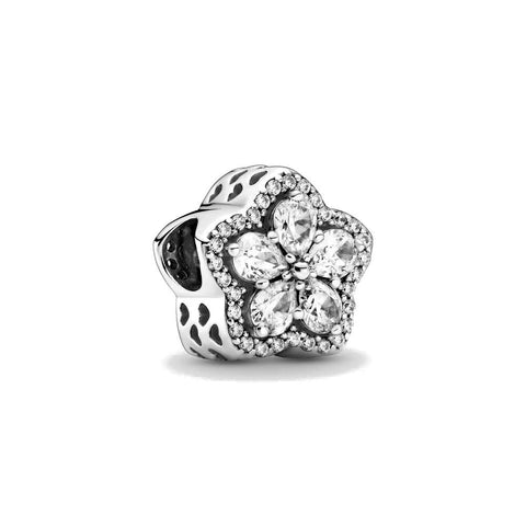 Snowflake sterling silver charm with clear cubic zirconia