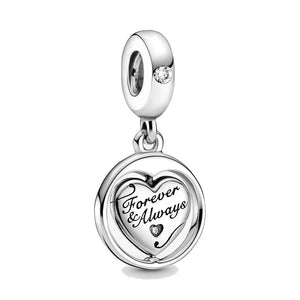 Charm Pandora pendente girevole Anima gemella Forever & Always