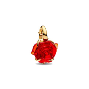 Disney, La Bella e la Bestia, Rosa Incantata Vetro di Murano
Placcatura in Oro 14k