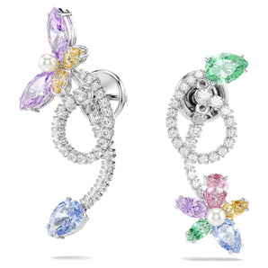 Orecchini pendenti con orecchino jacket Ariana Grande x Swarovski Taglio misto, Libellula, fiore, Multicolore, Placcato rodio