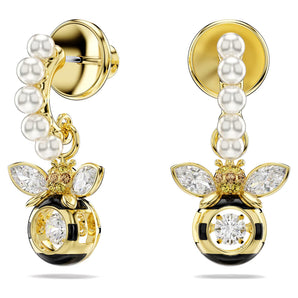 Orecchini pendenti Idyllia Crystal Pearl, Taglio misto, Ape, Multicolore, Placcato color oro