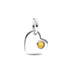 Charm Pendente Cuore con Pietra Miele Novembre