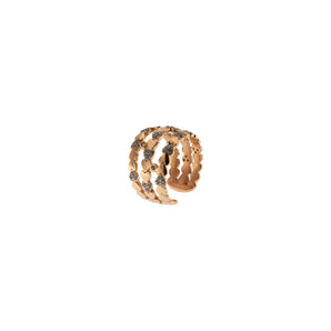 Anello 3 fili Cuori alternati