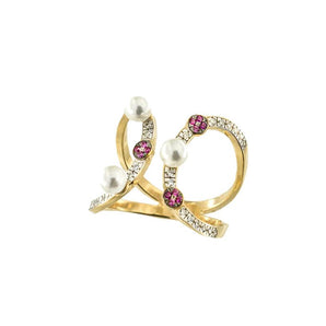 Anello Rue des Mille perle e zirconi