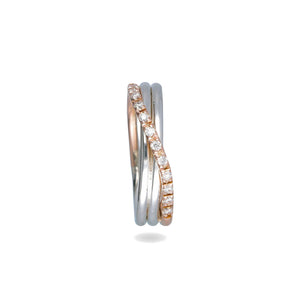 Filodellavita Classic 3 fili in Oro Rosa 9kt Argento e Diamanti Bianchi