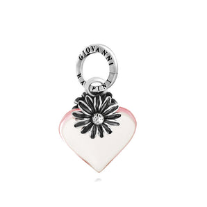 Charm cuore margherita rosa