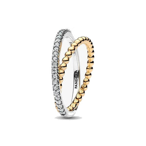 Anello Fascia Intrecciata Sfere e Pavé (Misura 52)