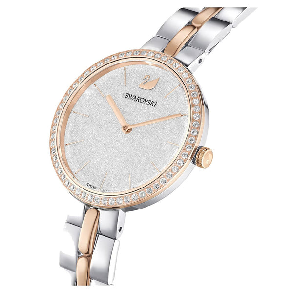 Orologio Swarovski Cosmopolitan Fabbricato in Svizzera, Bracciale di metallo, Bianco, Finitura in tono oro rosa