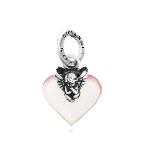 Charm cuore angelo rosa