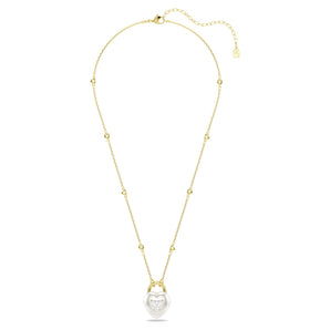 Pendente Idyllia Taglio misto, Cuore, Bianco, Placcato color oro