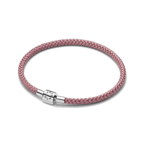 Bracciale in Corda Rosa con Chiusura a Barile
Argento Sterling 925
17 Cm