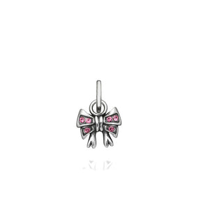 Mini charm fiocco cristal rosa