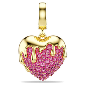 Charm Idyllia Taglio Round, Cuore, Rosa, Placcato color oro